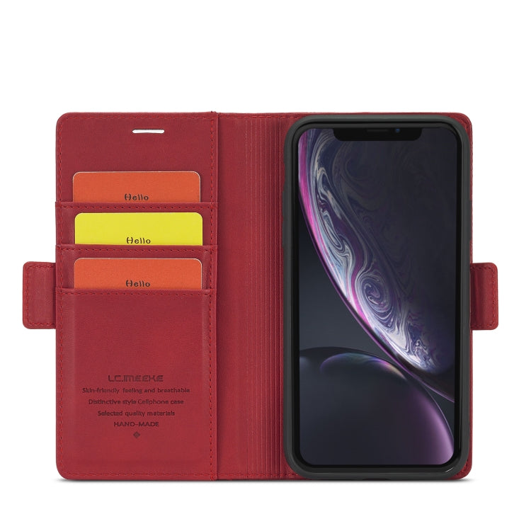For iPhone XS Max LC.IMEEKE Magnetic Buckle PU + TPU Horizontal Flip Leather Case with Holder & Card Slots & Wallet(Red) - HoMEdemic™ 