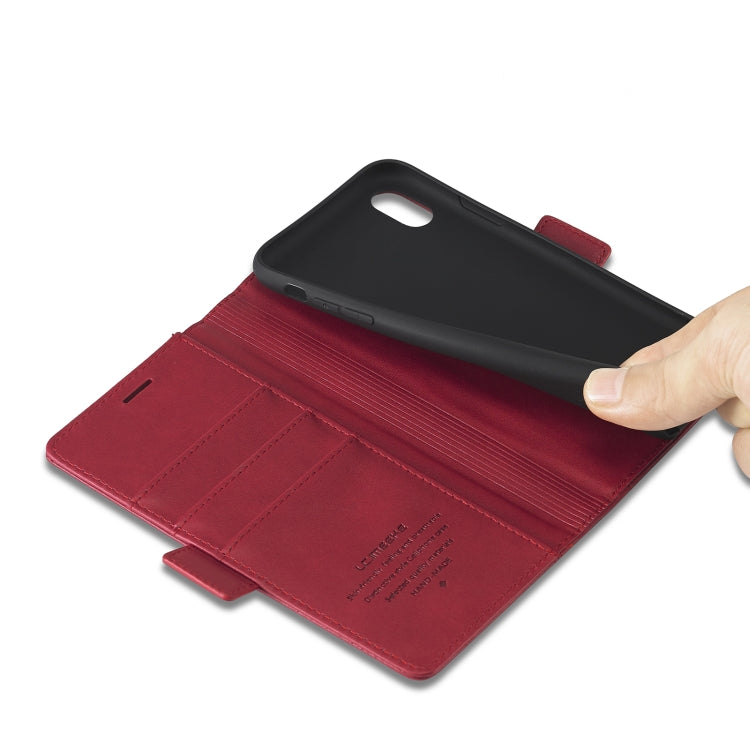 For iPhone XS Max LC.IMEEKE Magnetic Buckle PU + TPU Horizontal Flip Leather Case with Holder & Card Slots & Wallet(Red) - HoMEdemic™ 