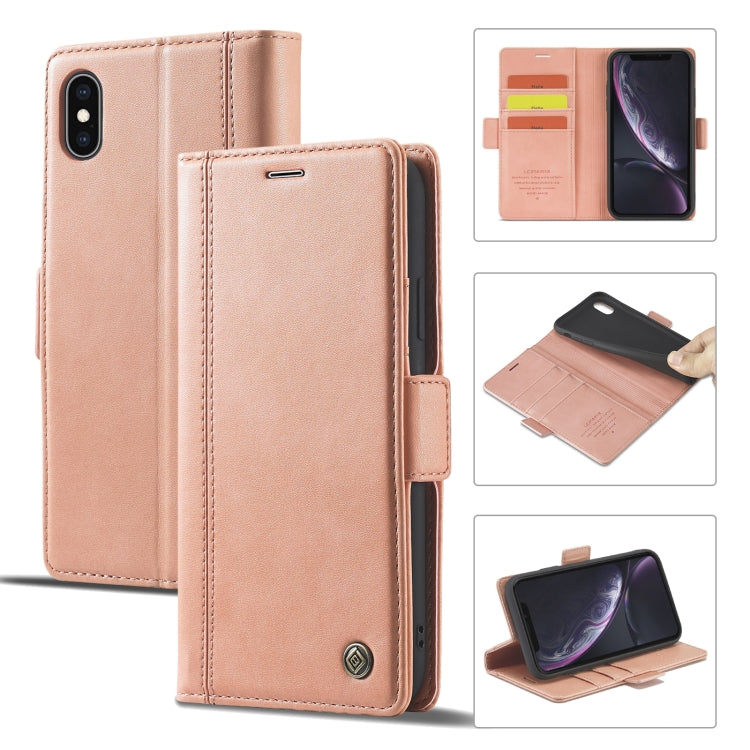 For iPhone XS Max LC.IMEEKE Magnetic Buckle PU + TPU Horizontal Flip Leather Case with Holder & Card Slots & Wallet(Rose Gold) - HoMEdemic™ 