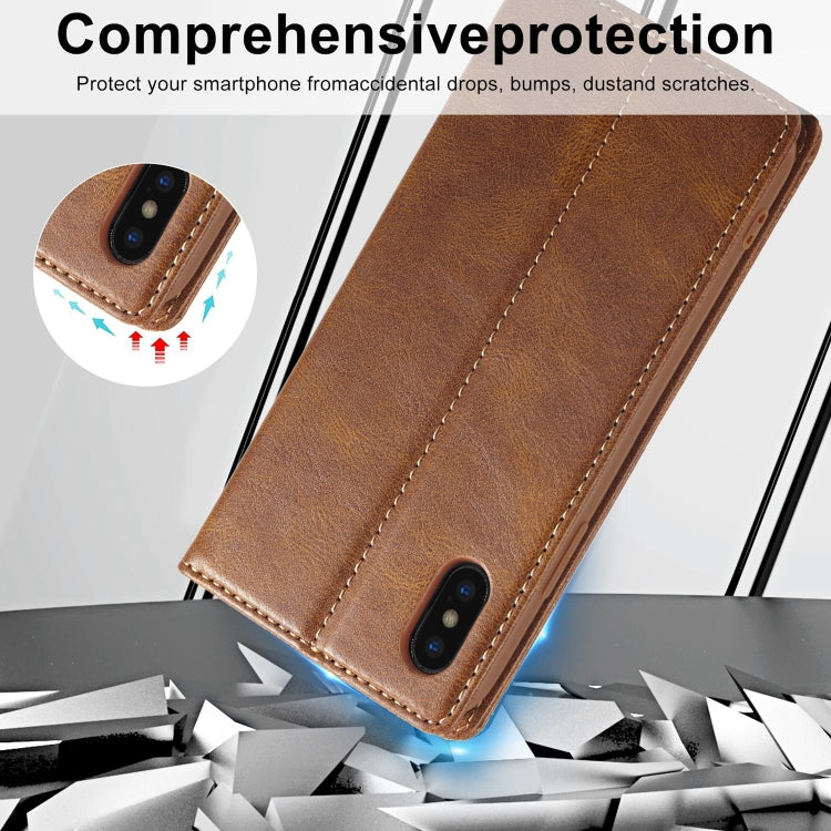 For iPhone XS Max LC.IMEEKE RFID Anti-theft Leather Phone Case(Brown) - HoMEdemic™ 