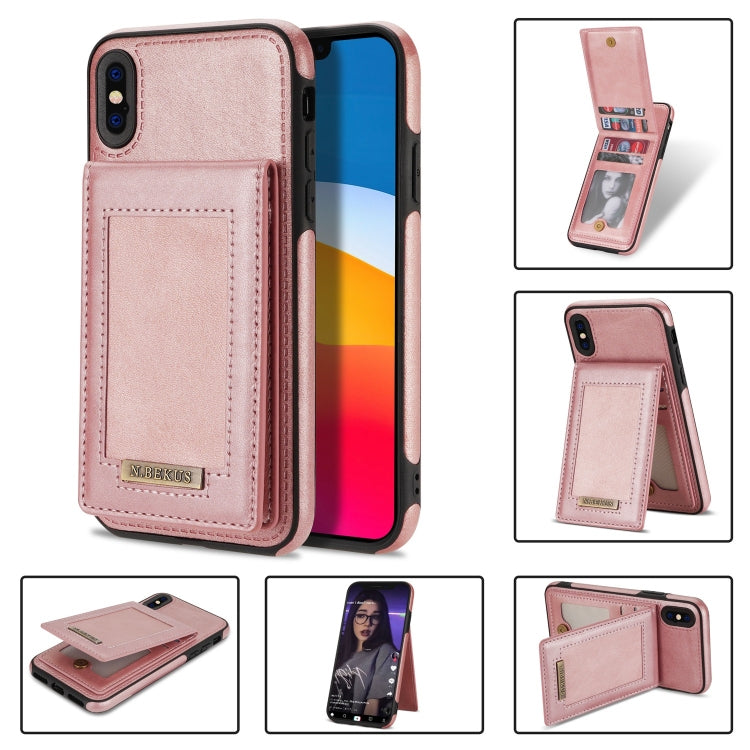 For iPhone XS Max N.BEKUS Vertical Flip Card Slot RFID Phone Case(Rose Gold) - HoMEdemic™ 