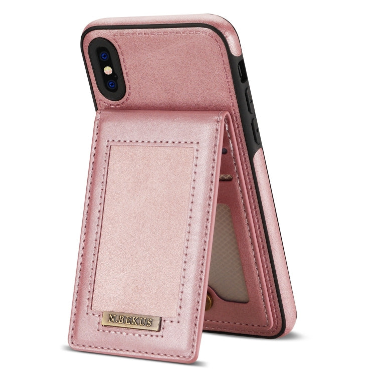 For iPhone XS Max N.BEKUS Vertical Flip Card Slot RFID Phone Case(Rose Gold) - HoMEdemic™ 