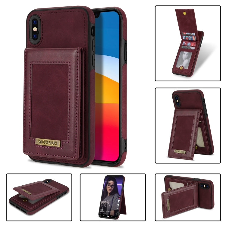 For iPhone XS Max N.BEKUS Vertical Flip Card Slot RFID Phone Case(Wine Red) - HoMEdemic™ 