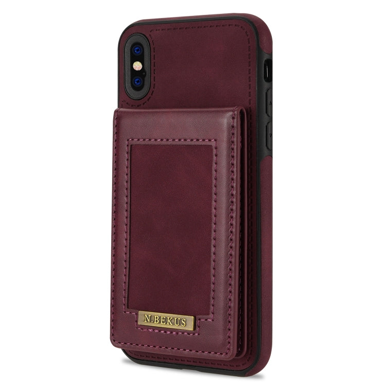 For iPhone XS Max N.BEKUS Vertical Flip Card Slot RFID Phone Case(Wine Red) - HoMEdemic™ 