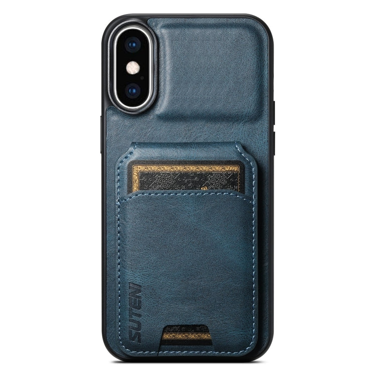 For iPhone XS Max Suteni H02 Leather Wallet Stand Back Phone Case(Blue) - HoMEdemic™ 