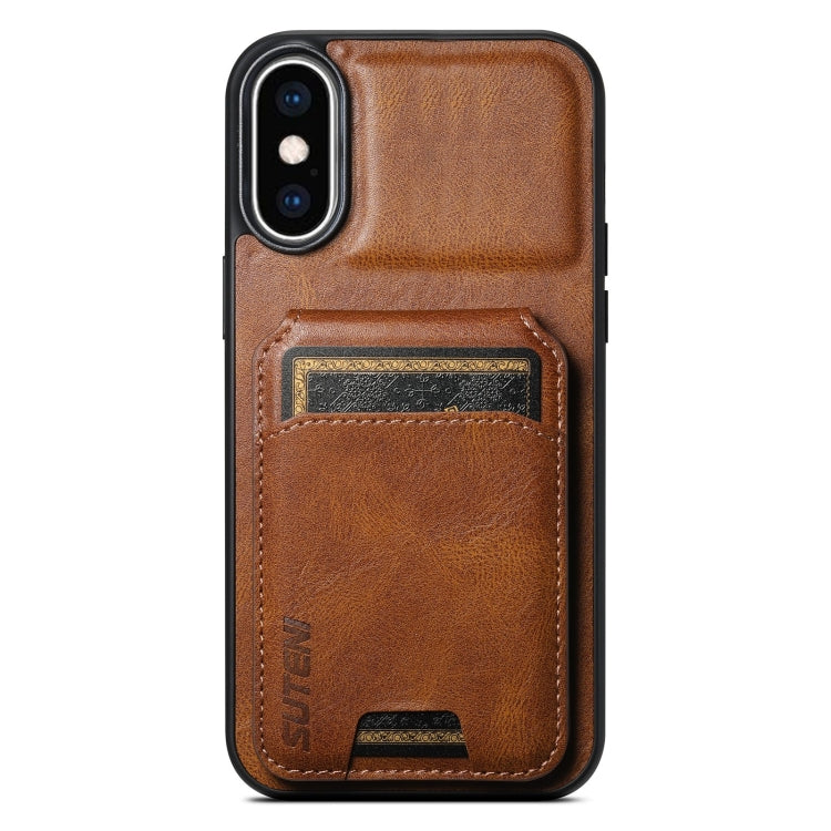 For iPhone XS Max Suteni H02 Leather Wallet Stand Back Phone Case(Brown) - HoMEdemic™ 