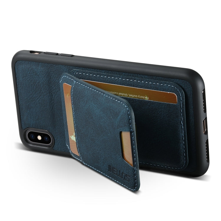 For iPhone XS Max Suteni H02 Litchi Leather Card Wallet Stand Back Phone Case(Blue) - HoMEdemic™ 