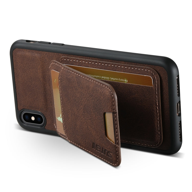 For iPhone XS Max Suteni H02 Litchi Leather Card Wallet Stand Back Phone Case(Brown) - HoMEdemic™ 