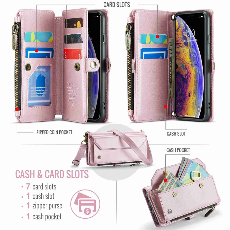 For iPhone XS / X CaseMe C36 Card Slots Zipper Wallet RFID Anti-theft Leather Phone Case(Pink) - HoMEdemic™ 