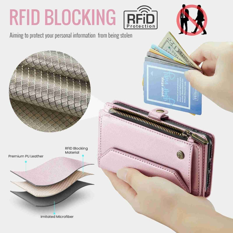 For iPhone XS / X CaseMe C36 Card Slots Zipper Wallet RFID Anti-theft Leather Phone Case(Pink) - HoMEdemic™ 
