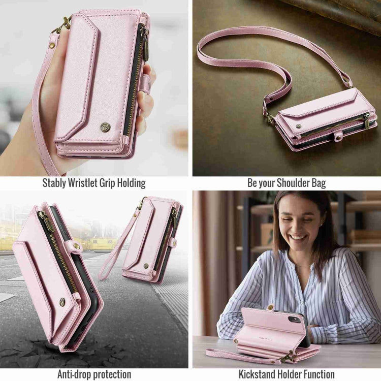 For iPhone XS / X CaseMe C36 Card Slots Zipper Wallet RFID Anti-theft Leather Phone Case(Pink) - HoMEdemic™ 