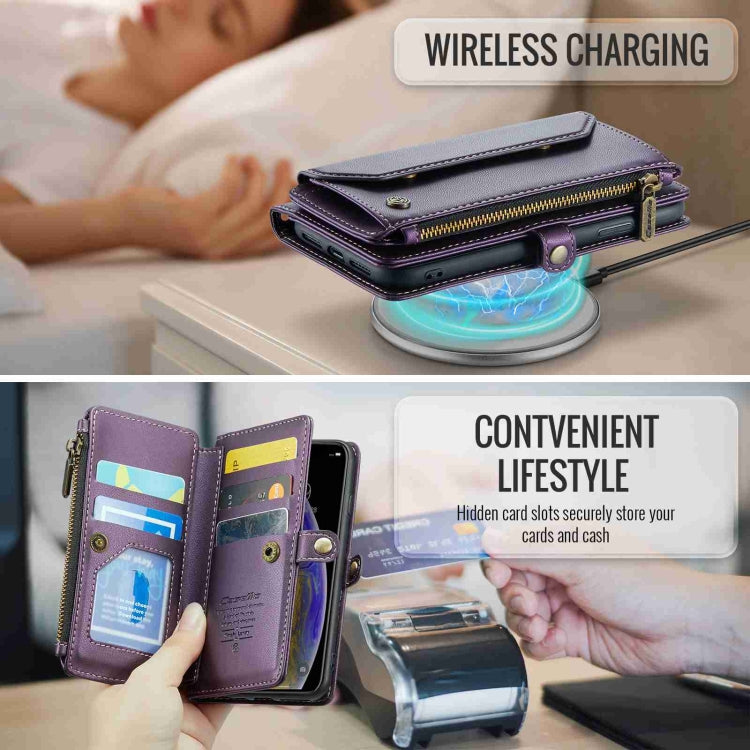 For iPhone XS / X CaseMe C36 Card Slots Zipper Wallet RFID Anti-theft Leather Phone Case(Purple) - HoMEdemic™ 