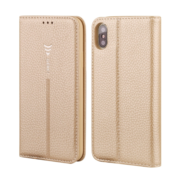 For iPhone XS / X GEBEI PU+TPU Horizontal Flip Protective Case with Holder & Card Slots(Gold) - HoMEdemic™ 
