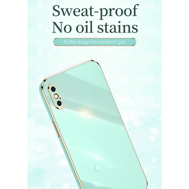 For iPhone XS XINLI Straight Edge 6D Electroplate TPU Phone Case with Ring Holder(Mint Green) - HoMEdemic™ 