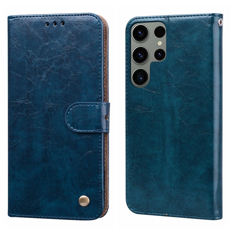 ForSamsung Galaxy S24 Ultra Oil Wax Texture Shockproof Flip Leather Phone Case(Blue) - HoMEdemic™ 