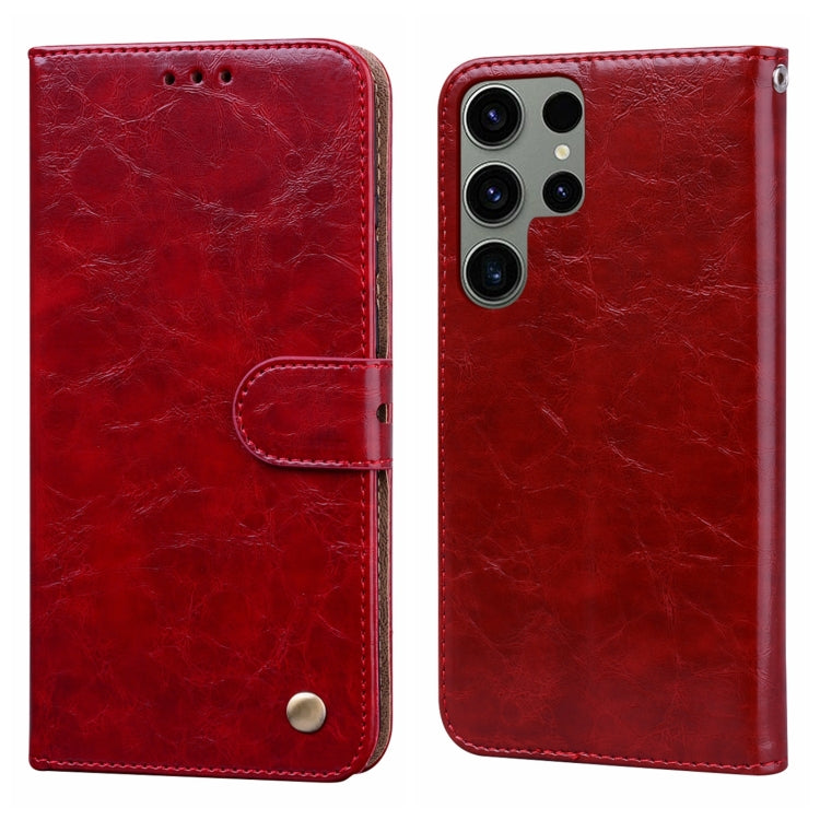 ForSamsung Galaxy S24 Ultra Oil Wax Texture Shockproof Flip Leather Phone Case(Red) - HoMEdemic™ 