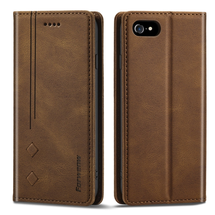 Forwenw F2 Series Magnetic Horizontal Flip Leather Case with Holder & Card Slots & Wallet For iPhone 8 Plus / 7 Plus(Brown) - HoMEdemic™ 