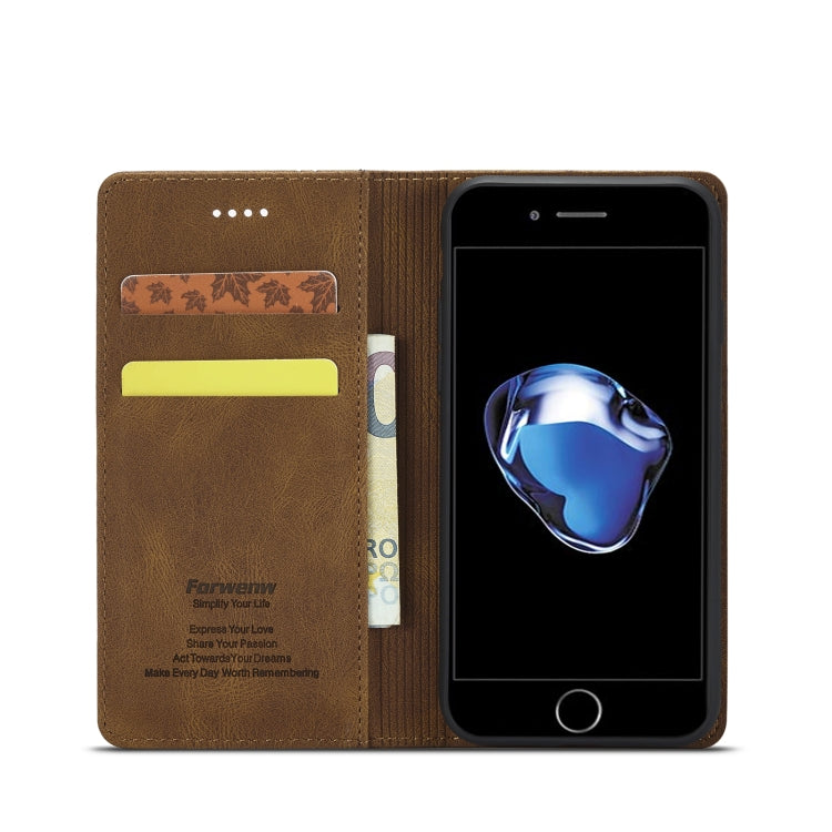 Forwenw F2 Series Magnetic Horizontal Flip Leather Case with Holder & Card Slots & Wallet For iPhone 8 Plus / 7 Plus(Brown) - HoMEdemic™ 