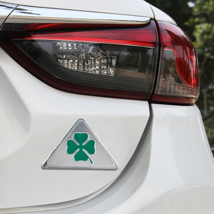Four Leaf Clover Herb Luck Symbol Aluminum Slim Triangle Badge Emblem Labeling Sticker Styling Car Dashboard  Decoration, Four Leaf Clover 1, Four Leaf Clover 2 - HoMEdemic™ 