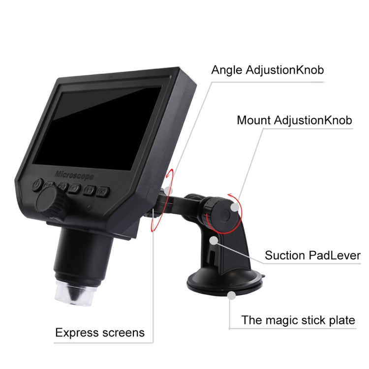 G600 600X 3.6MP 4.3 inch HD LCD Display USB Charging Portable Digital Microscope with LED Light, Support Micro SD Card(64GB Max), US Plug, AC 100-240V, US Plug - HoMEdemic™ 