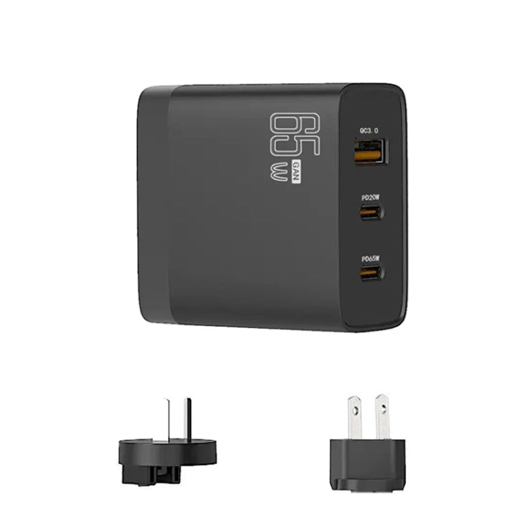 GAN 65W PD45W Dual Type-C+QC3.0 USB Multi Compatible Laptop Adapter AU + US Plug Black - HoMEdemic™ 