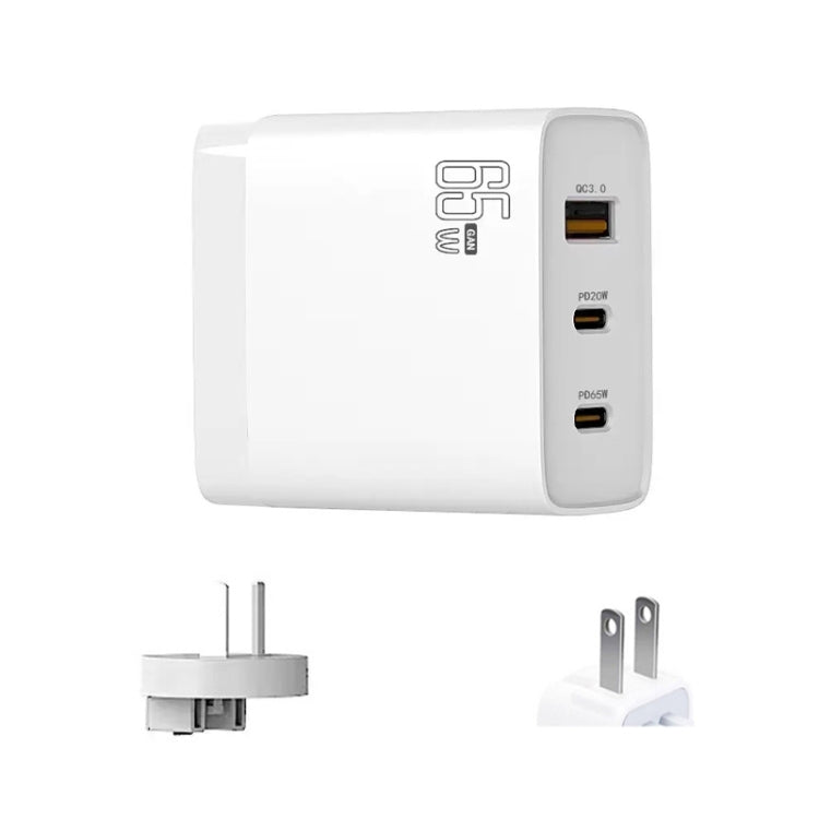 GAN 65W PD45W Dual Type-C+QC3.0 USB Multi Compatible Laptop Adapter AU + US Plug White - HoMEdemic™ 