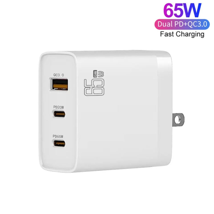 GAN 65W PD45W Dual Type-C+QC3.0 USB Multi Compatible Laptop Adapter AU + US Plug White - HoMEdemic™ 