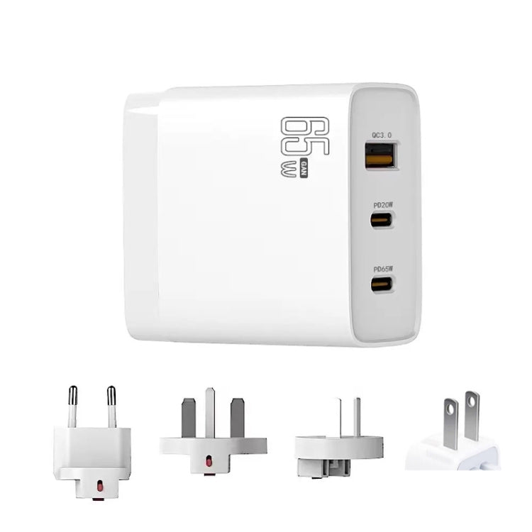 GAN 65W PD45W Dual Type-C+QC3.0 USB Multi Compatible Laptop Adapter EU + US + AU + UK Plug White - HoMEdemic™ 