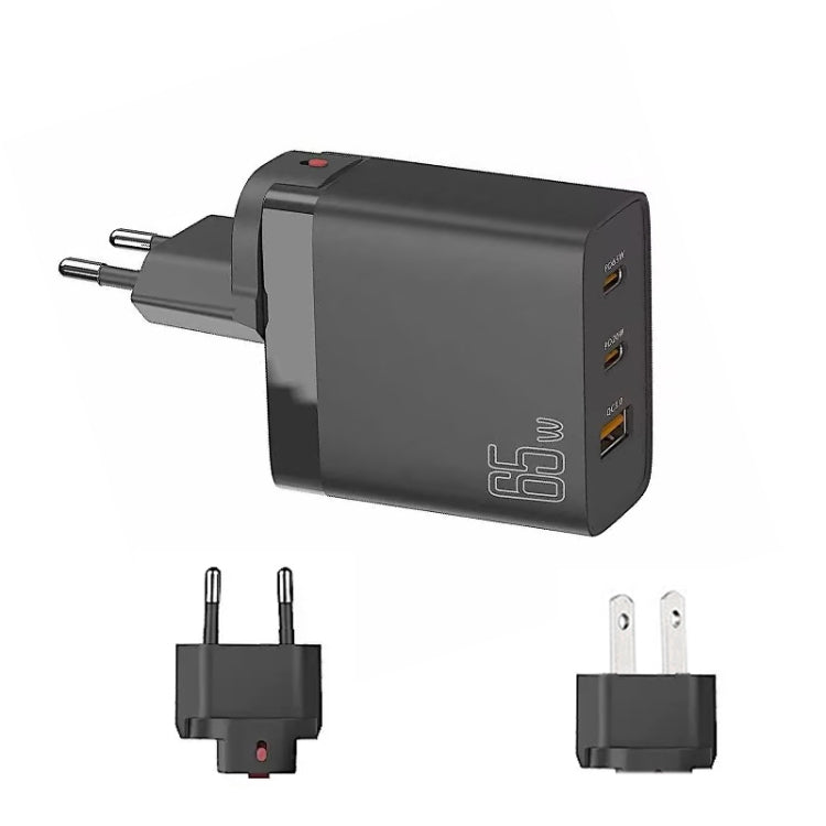 GAN 65W PD45W Dual Type-C+QC3.0 USB Multi Compatible Laptop Adapter EU + US Plug Black - HoMEdemic™ 