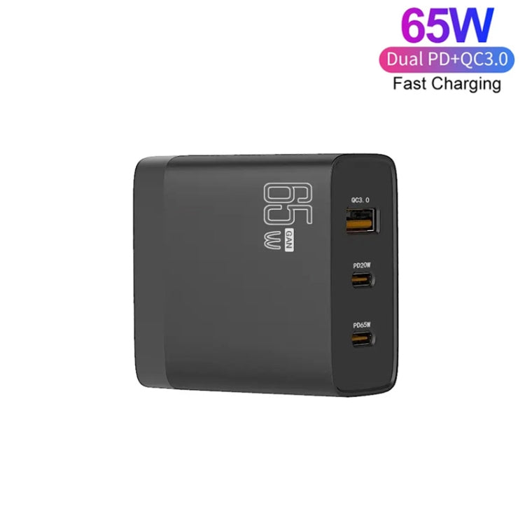 GAN 65W PD45W Dual Type-C+QC3.0 USB Multi Compatible Laptop Adapter EU + US Plug Black - HoMEdemic™ 