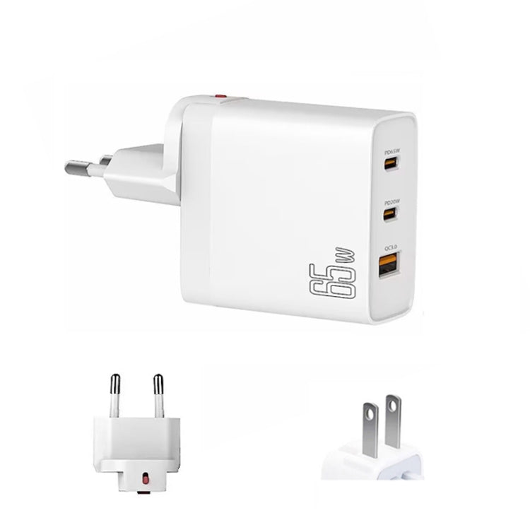 GAN 65W PD45W Dual Type-C+QC3.0 USB Multi Compatible Laptop Adapter EU + US Plug White - HoMEdemic™ 