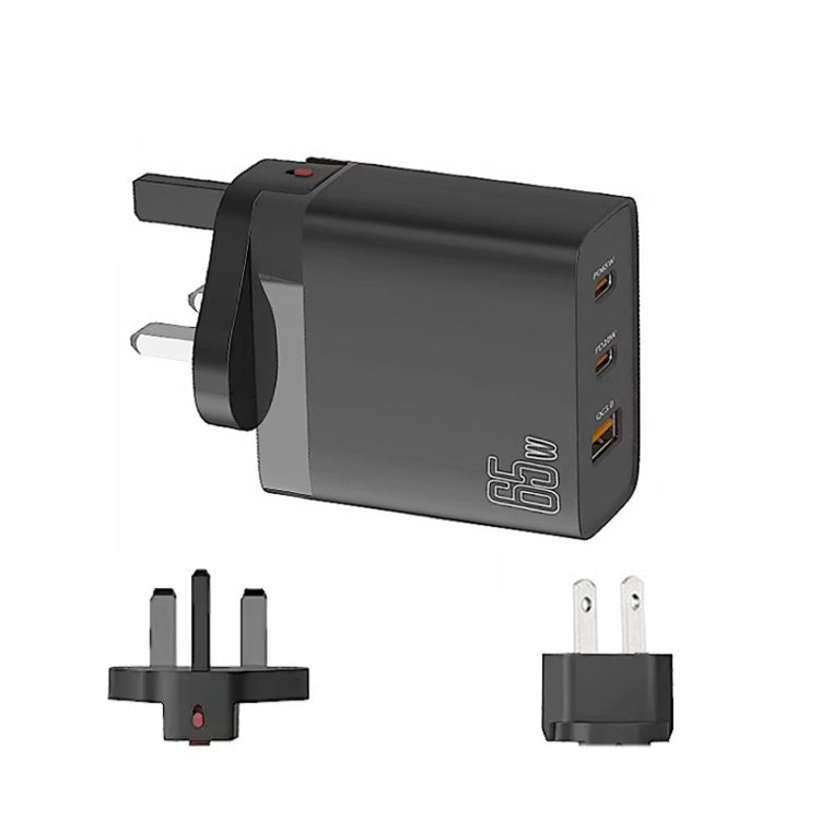GAN 65W PD45W Dual Type-C+QC3.0 USB Multi Compatible Laptop Adapter UK + US Plug Black - HoMEdemic™ 