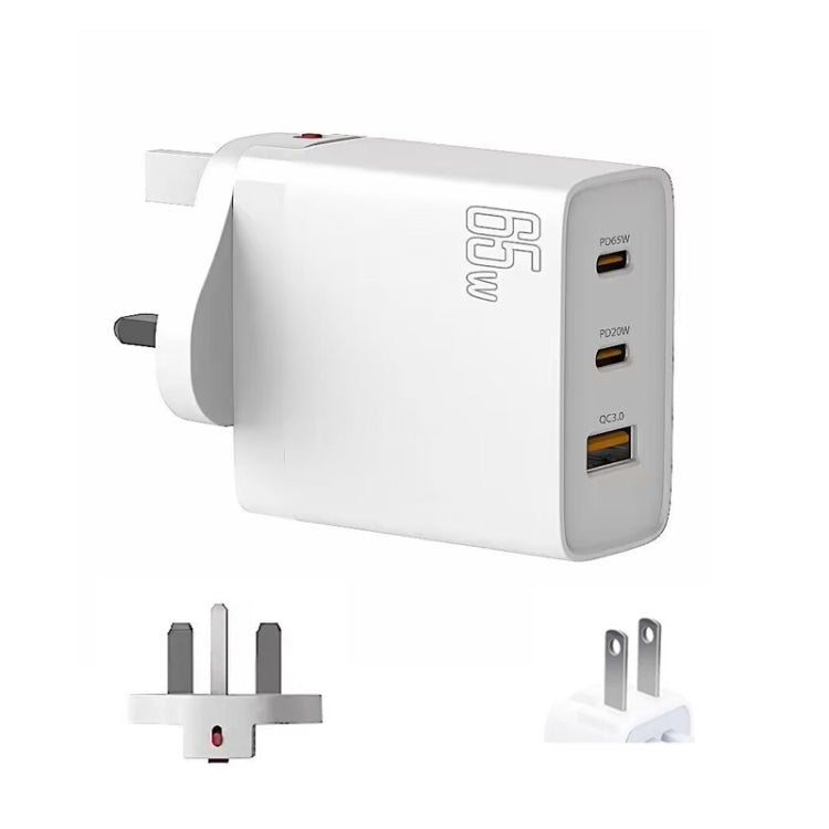 GAN 65W PD45W Dual Type-C+QC3.0 USB Multi Compatible Laptop Adapter UK + US Plug White - HoMEdemic™ 