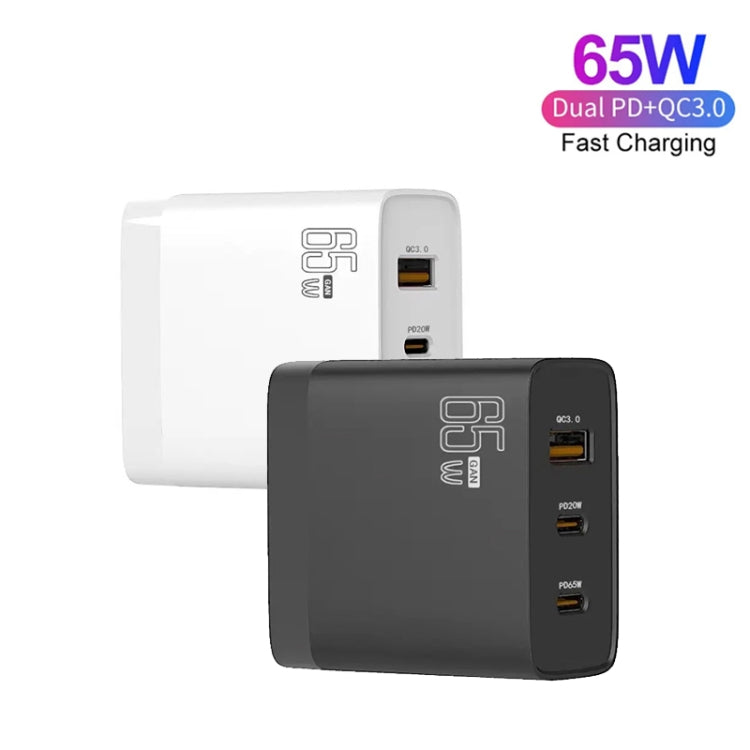 GAN 65W PD45W Dual Type-C+QC3.0 USB Multi Compatible Laptop Adapter UK + US Plug White - HoMEdemic™ 
