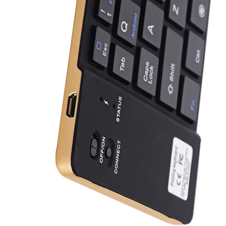 GK228 Ultra-thin Foldable Bluetooth V3.0 Keyboard, Built-in Holder, Support Android / iOS / Windows System (Gold) - HoMEdemic™ 