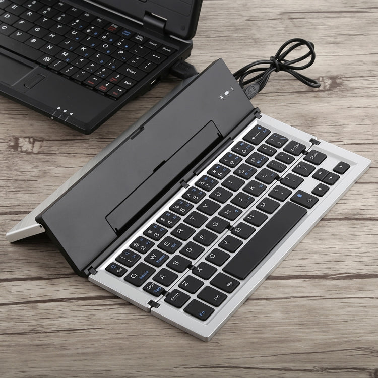 GK608 Ultra-thin Foldable Bluetooth V3.0 Keyboard, Built-in Holder, Support Android / iOS / Windows System (Grey) - HoMEdemic™ 