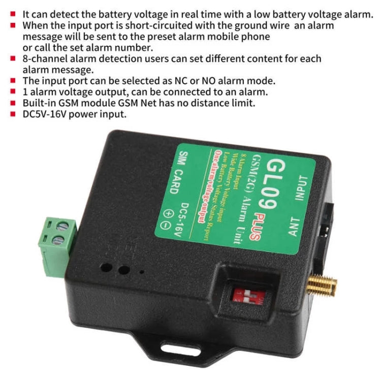 GL09 PLUS Low Standby Power Consumption 8-channel Monitoring GSM Alarm Module, GL09 PLUS - HoMEdemic™ 