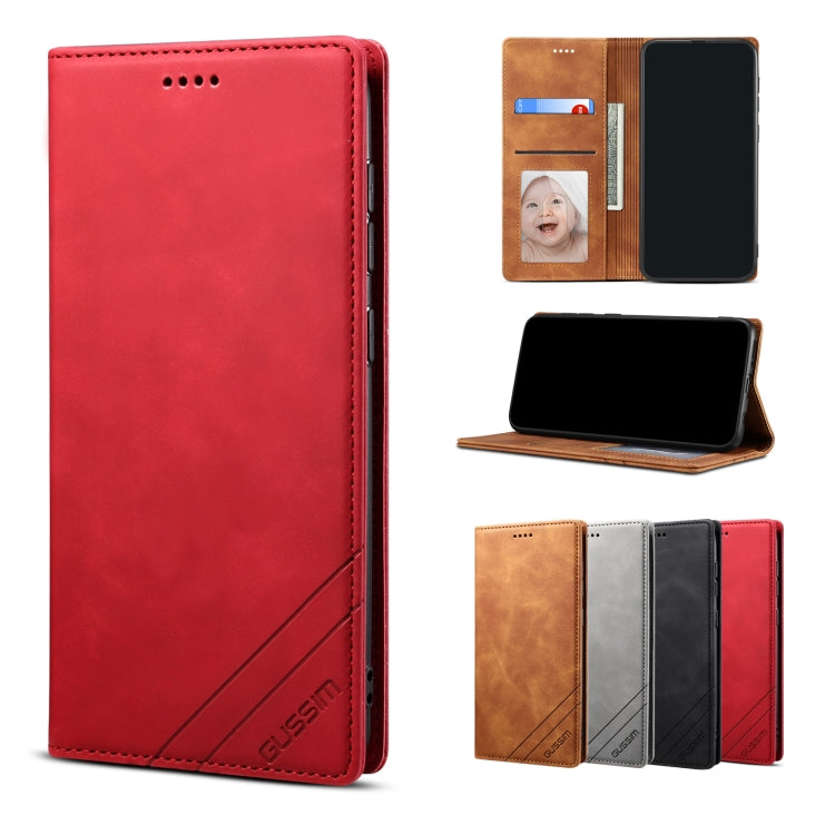 GUSSIM GS-001 Business Style Horizontal Flip Skin Feel PU Leather Case with Holder & Card Slots & Wallet & Photo Frame For iPhone 8 Plus / 7 Plus(Red) - HoMEdemic™ 