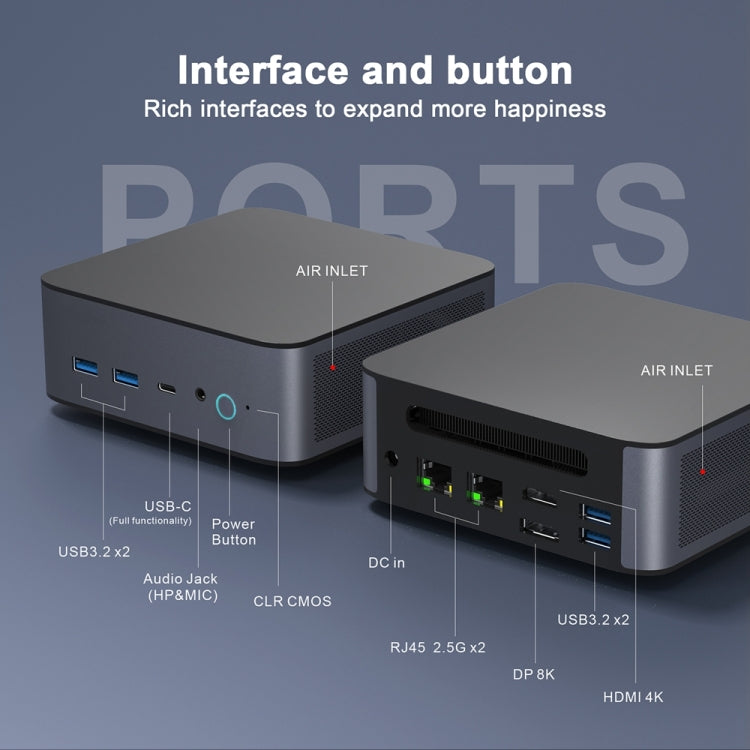 GXMO H90 Windows 11 Intel Core i7 11390H Processor Mini Computer, Specification:Without RAM & SSD - HoMEdemic™ 
