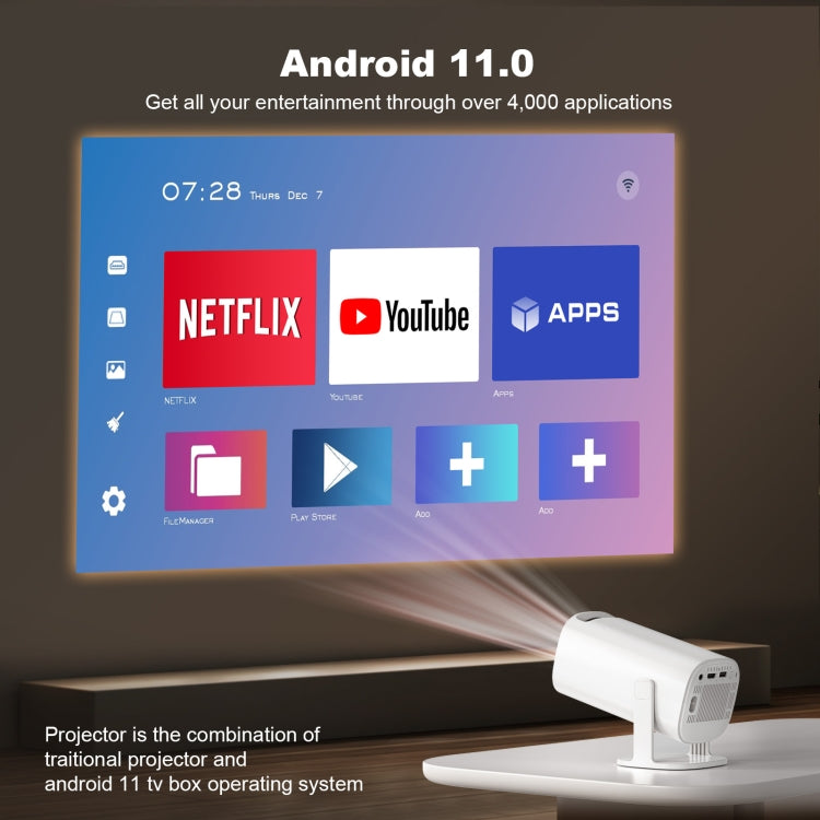 GXMO P30 Android 11 OS HD Portable WiFi Projector, Plug Type:US Plug(White) - HoMEdemic™ 