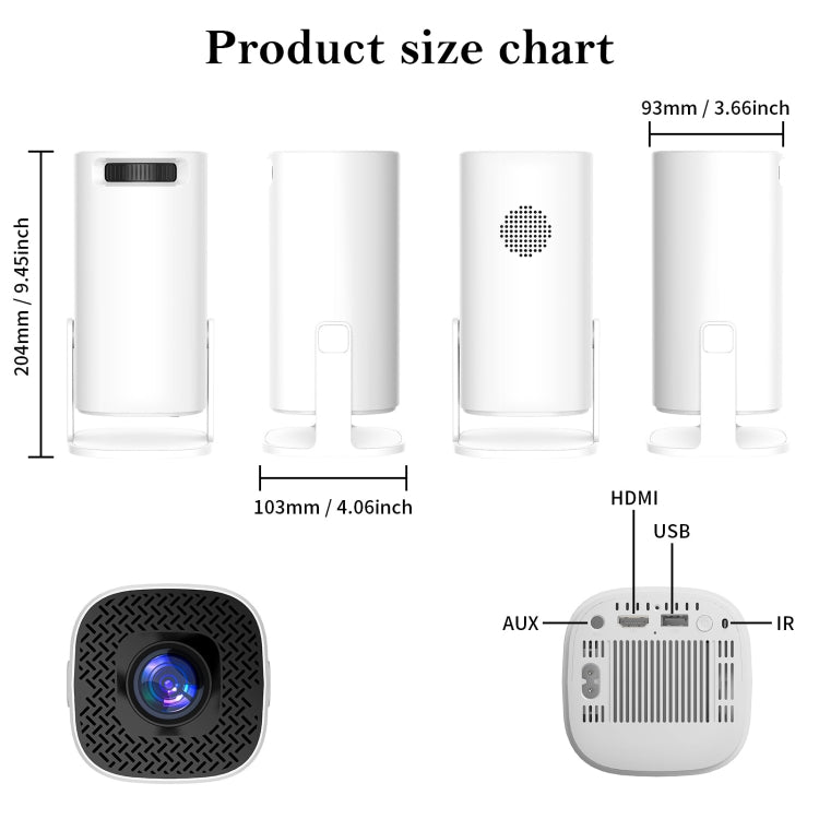 GXMO P30 Android 11 OS HD Portable WiFi Projector, Plug Type:US Plug(White) - HoMEdemic™ 