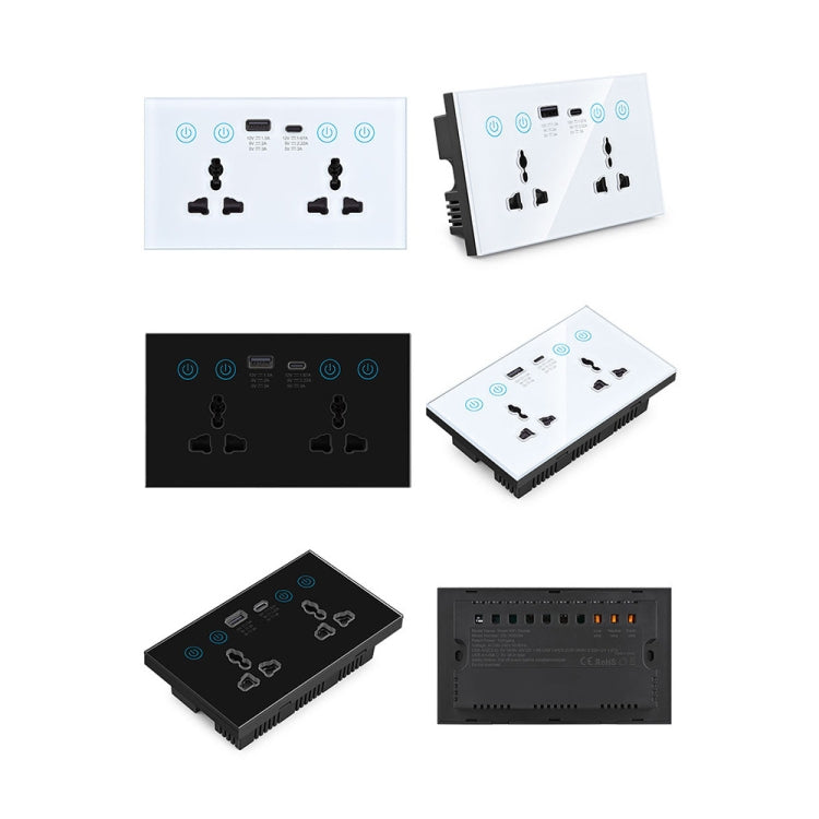 Graffiti Smart Socket With Switch USB+Type-C Dual Port Remote Control Socket, UK Plug, Style: ZigBee White - HoMEdemic™ 