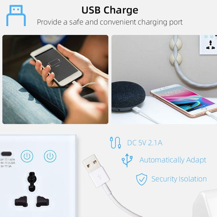Graffiti Smart Socket With Switch USB+Type-C Dual Port Remote Control Socket, UK Plug, Style: ZigBee White - HoMEdemic™ 
