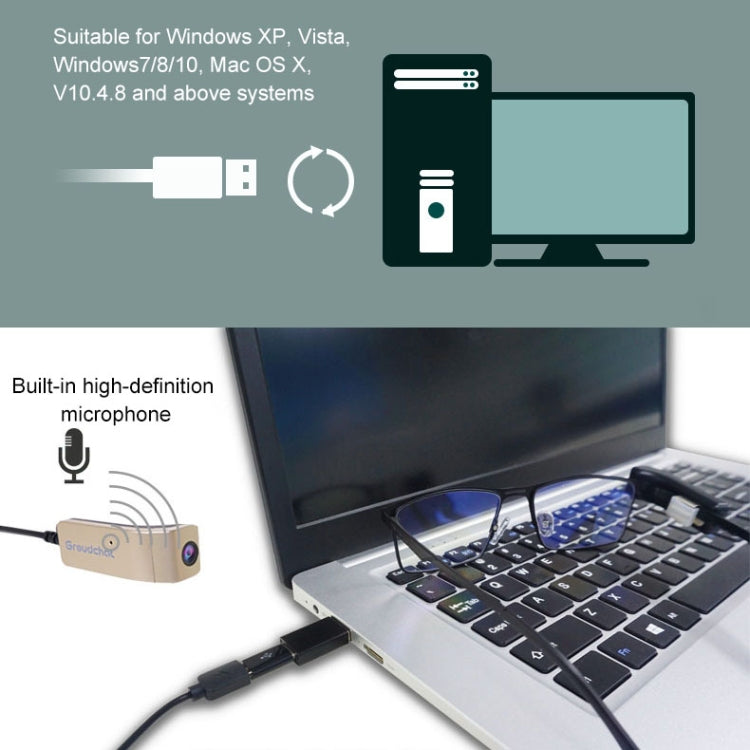 Groudchat JP1DV1 1080P HD Smart Camera Mobile Phone USB Live Camera for Glasses Legs, Built-in Sound-absorbing and Noise-reducing Microphone(Black) - HoMEdemic™ 