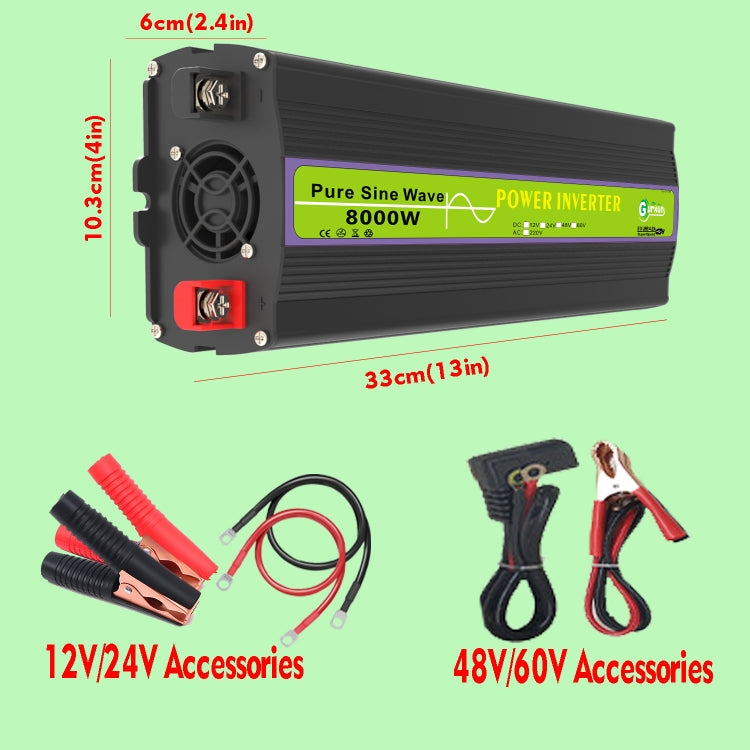 Gurxun 24V-220V 8000W Pure Sine Wave Inverter Car Single Digital Display Voltage Converter - HoMEdemic™ 