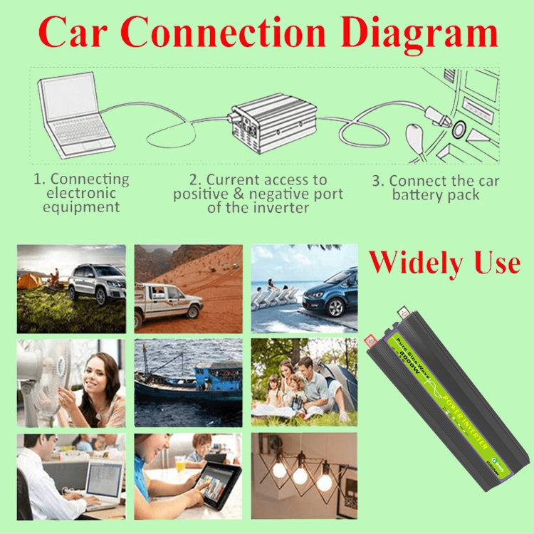 Gurxun 24V-220V 8000W Pure Sine Wave Inverter Car Single Digital Display Voltage Converter - HoMEdemic™ 