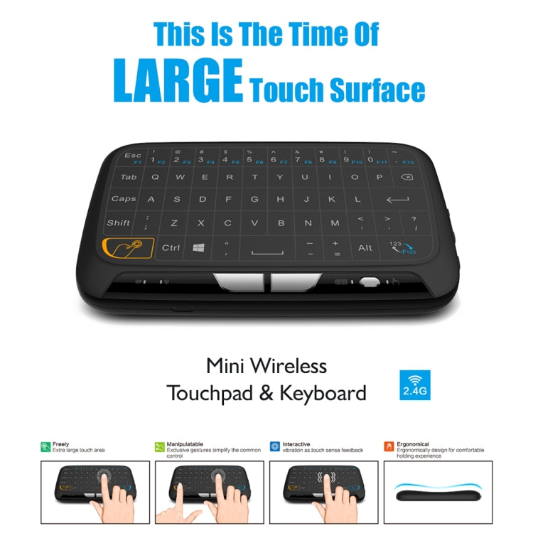 H18 2.4GHz Mini Wireless Air Mouse QWERTY Keyboard with Touchpad / Vibration for PC, TV(Black) - HoMEdemic™ 