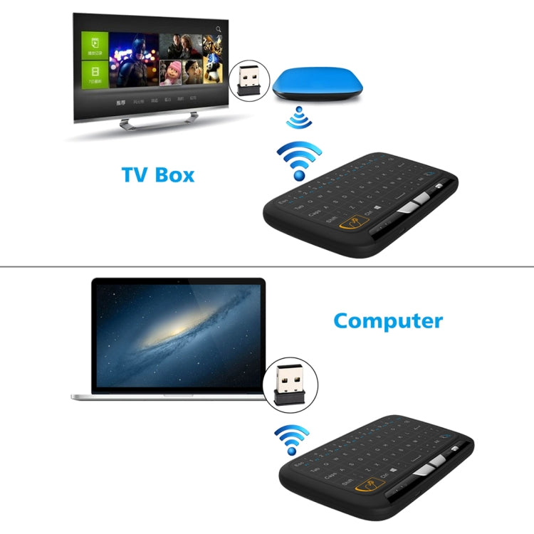H18 2.4GHz Mini Wireless Air Mouse QWERTY Keyboard with Touchpad / Vibration for PC, TV(Black) - HoMEdemic™ 