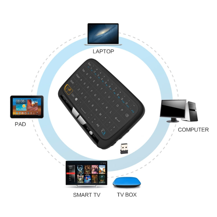 H18 2.4GHz Mini Wireless Air Mouse QWERTY Keyboard with Touchpad / Vibration for PC, TV(Black) - HoMEdemic™ 