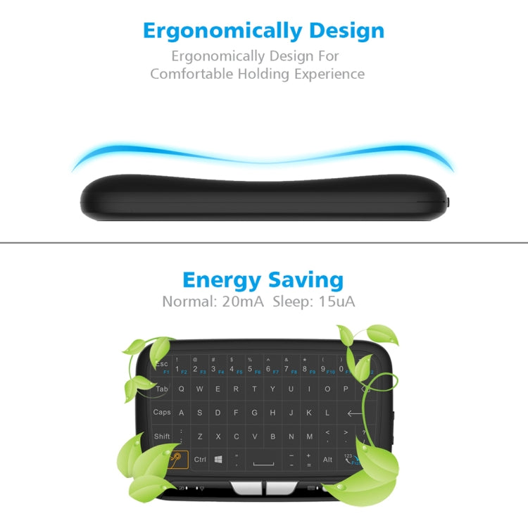 H18 2.4GHz Mini Wireless Air Mouse QWERTY Keyboard with Touchpad / Vibration for PC, TV(Black) - HoMEdemic™ 